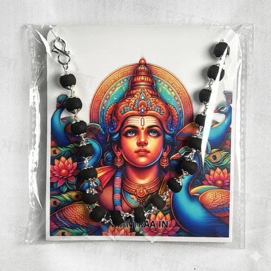 Karungali Mala Silver Plated Cap Necklace- Certified