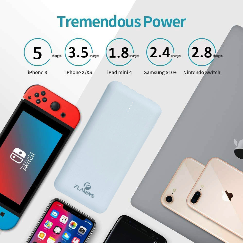 Flamino MB100S4 Power Bank, 10000 mAh, 12W, Dual USB Output