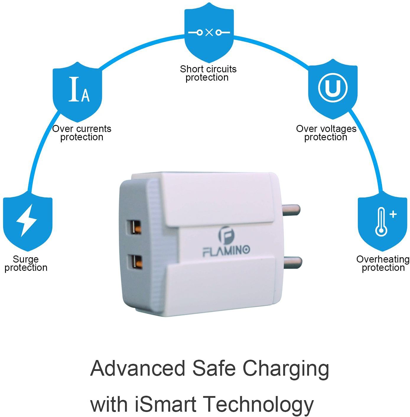 Flamino Adapto 66 2.4A 12w Dual USB Port Wall Charger