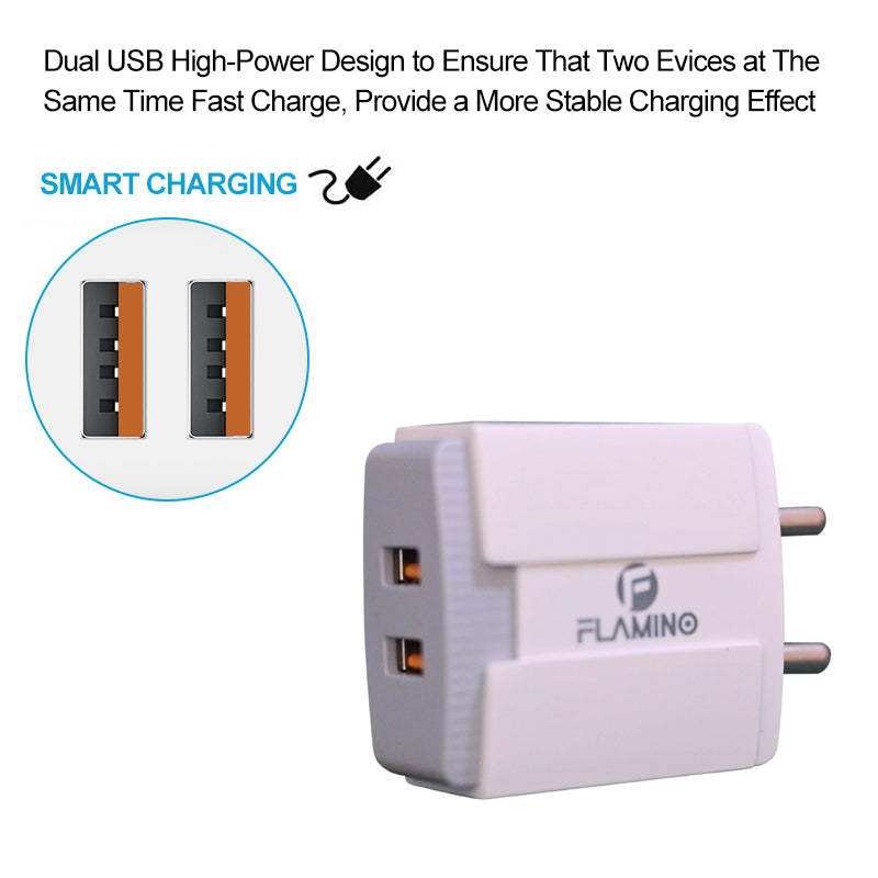 Flamino Adapto 66 2.4A 12w Dual USB Port Wall Charger