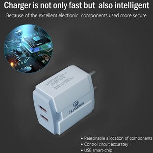 Flamino Adapto 66 2.4A 12w Dual USB Port Wall Charger