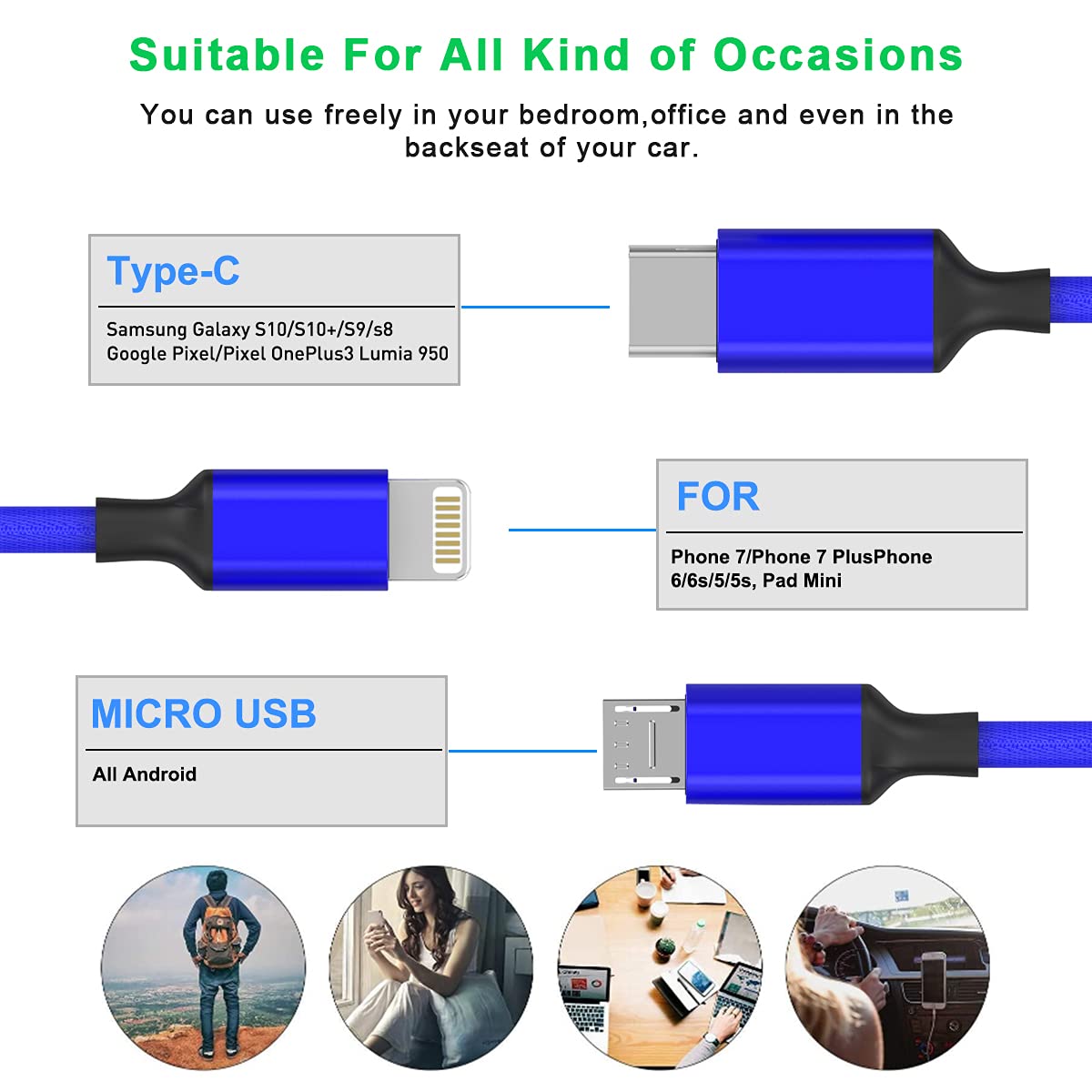 Flamino 60W 3-in-1 Multi Fast Charging Cable