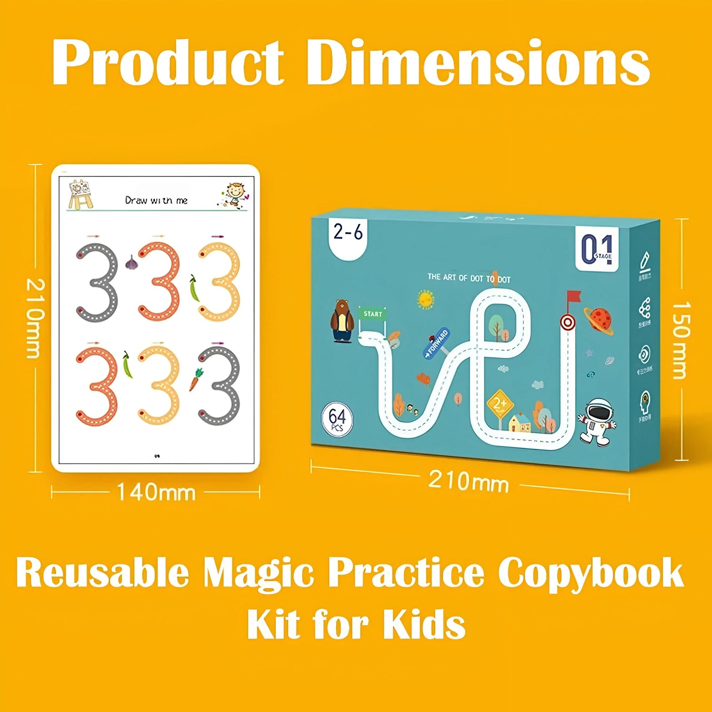 64 Pages Reusable Tracing Line book to improve Hand Writing