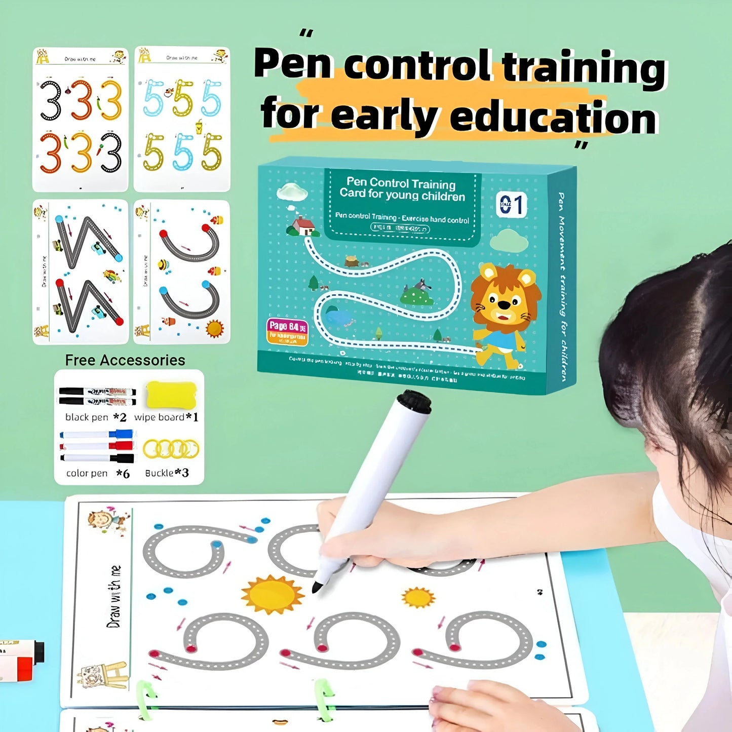 64 Pages Reusable Tracing Line book to improve Hand Writing