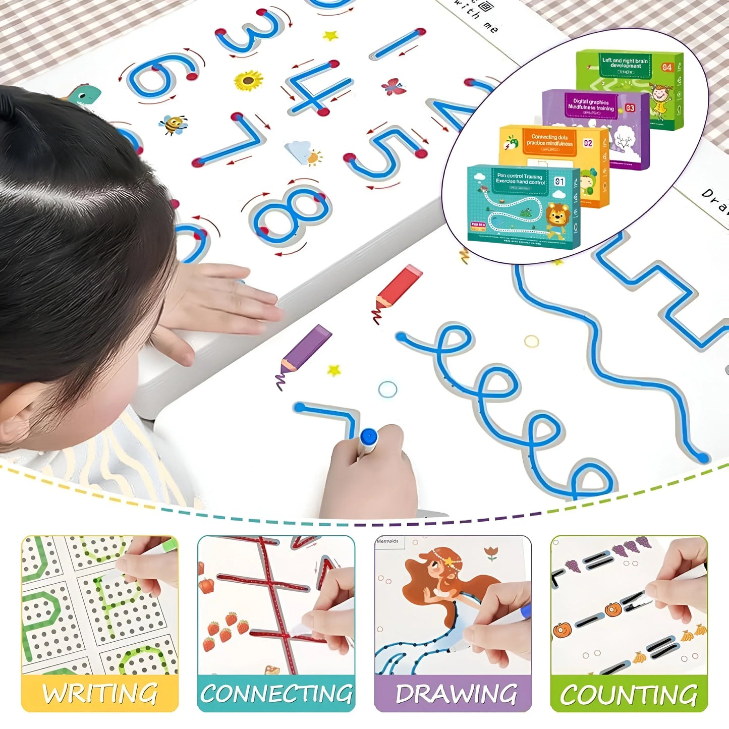 64 Pages Reusable Tracing Line book to improve Hand Writing