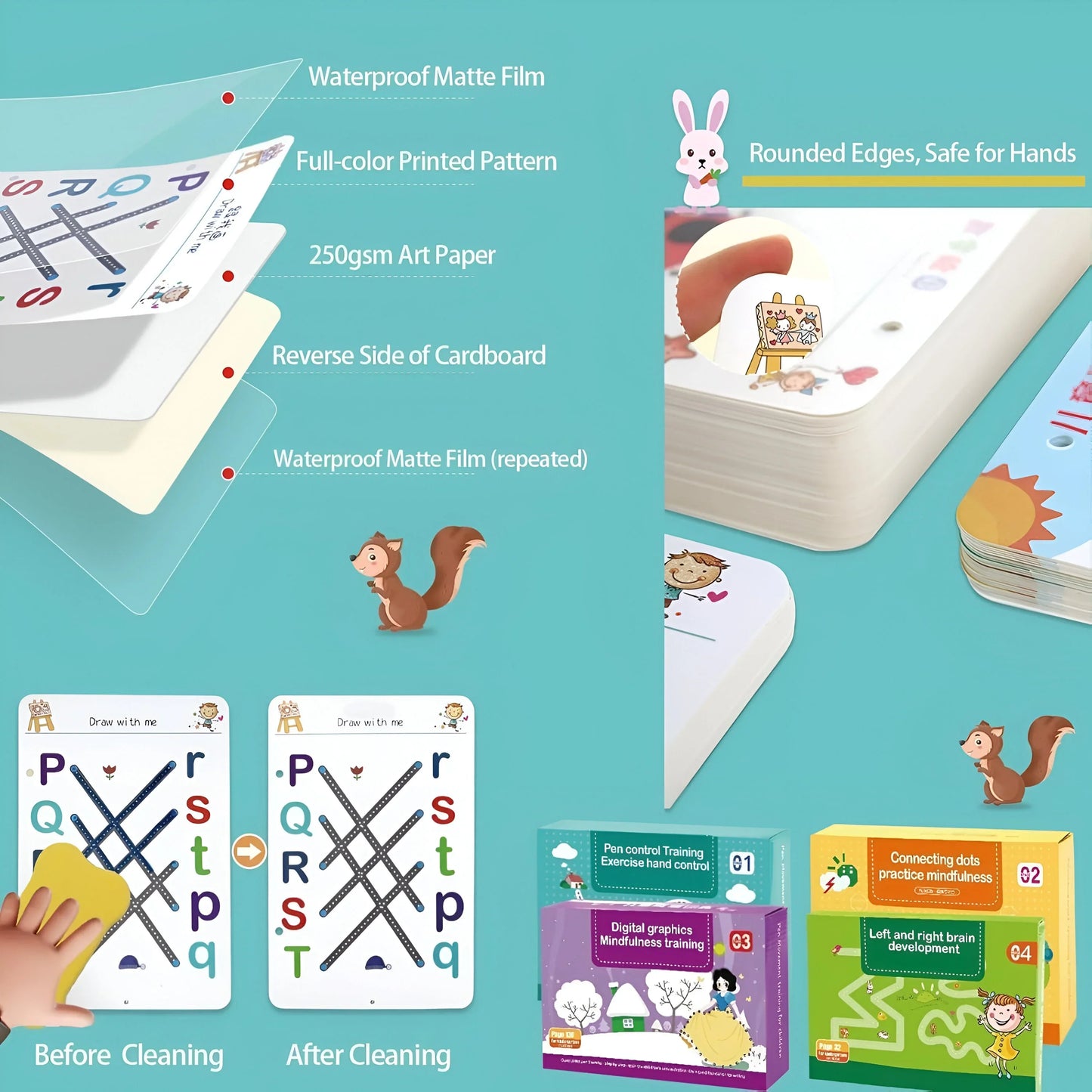 64 Pages Reusable Tracing Line book to improve Hand Writing