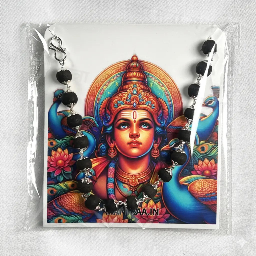 Karungali Mala Silver Plated Cap Necklace- Certified