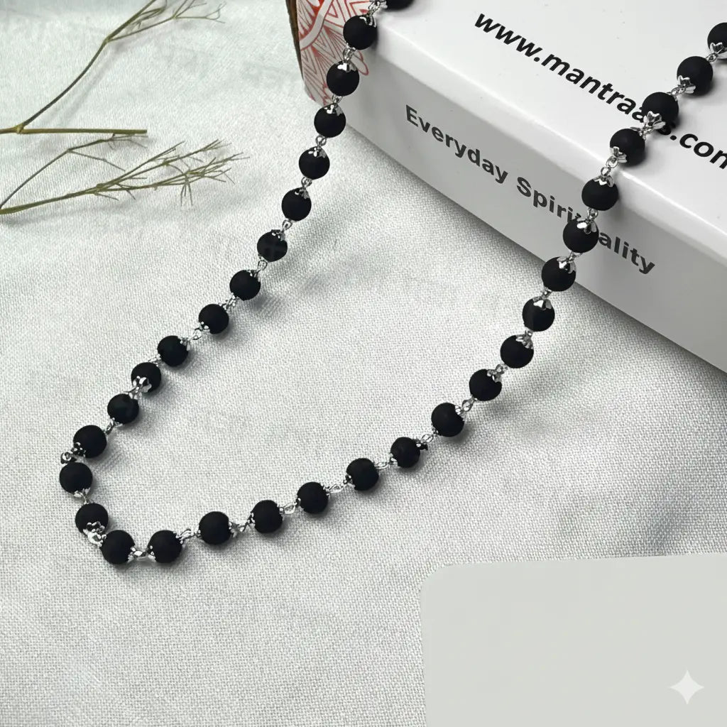 Karungali Mala Silver Plated Cap Necklace- Certified