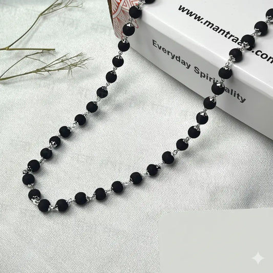 Karungali Mala Silver Plated Cap Necklace- Certified