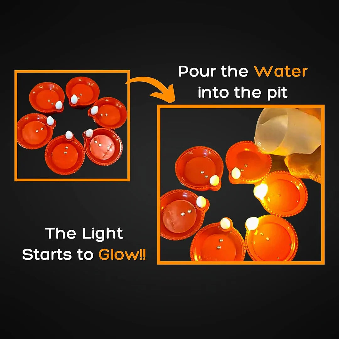 Water Sensor LED Diya 🪔 - No Fire, No Smoke, No Oil (Pack of 12)