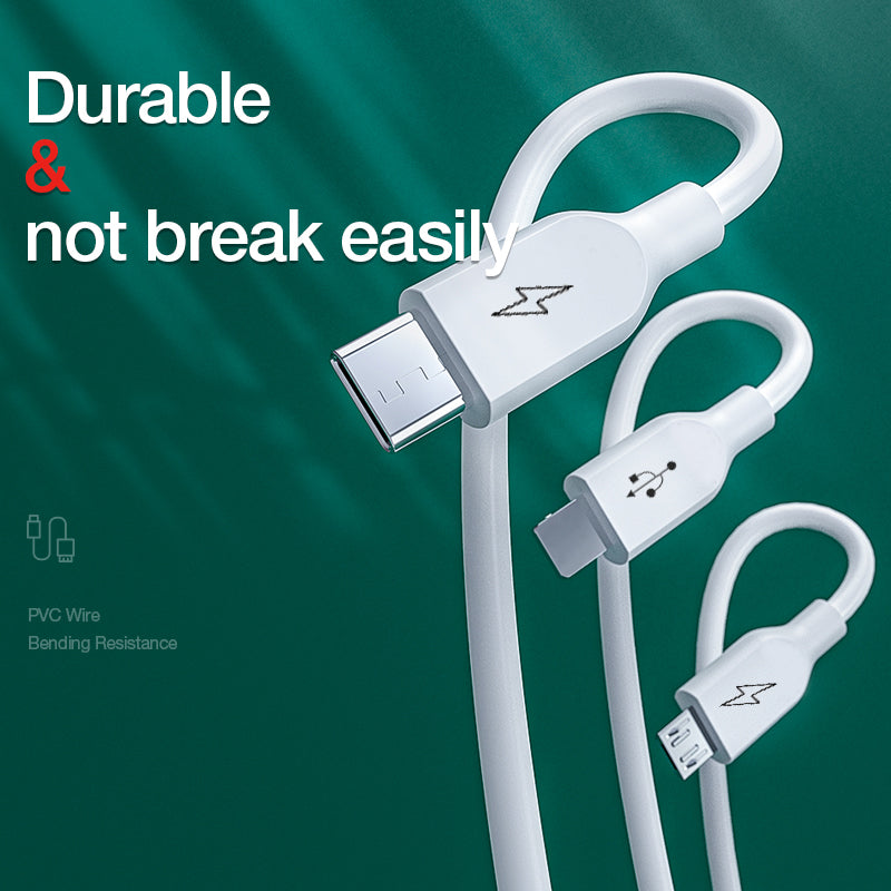 Flamino 60W 3-in-1 Multi Fast Charging Cable White