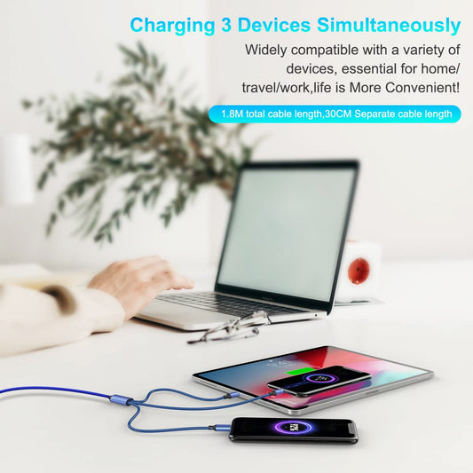 Flamino 60W 3-in-1 Multi Fast Charging Cable