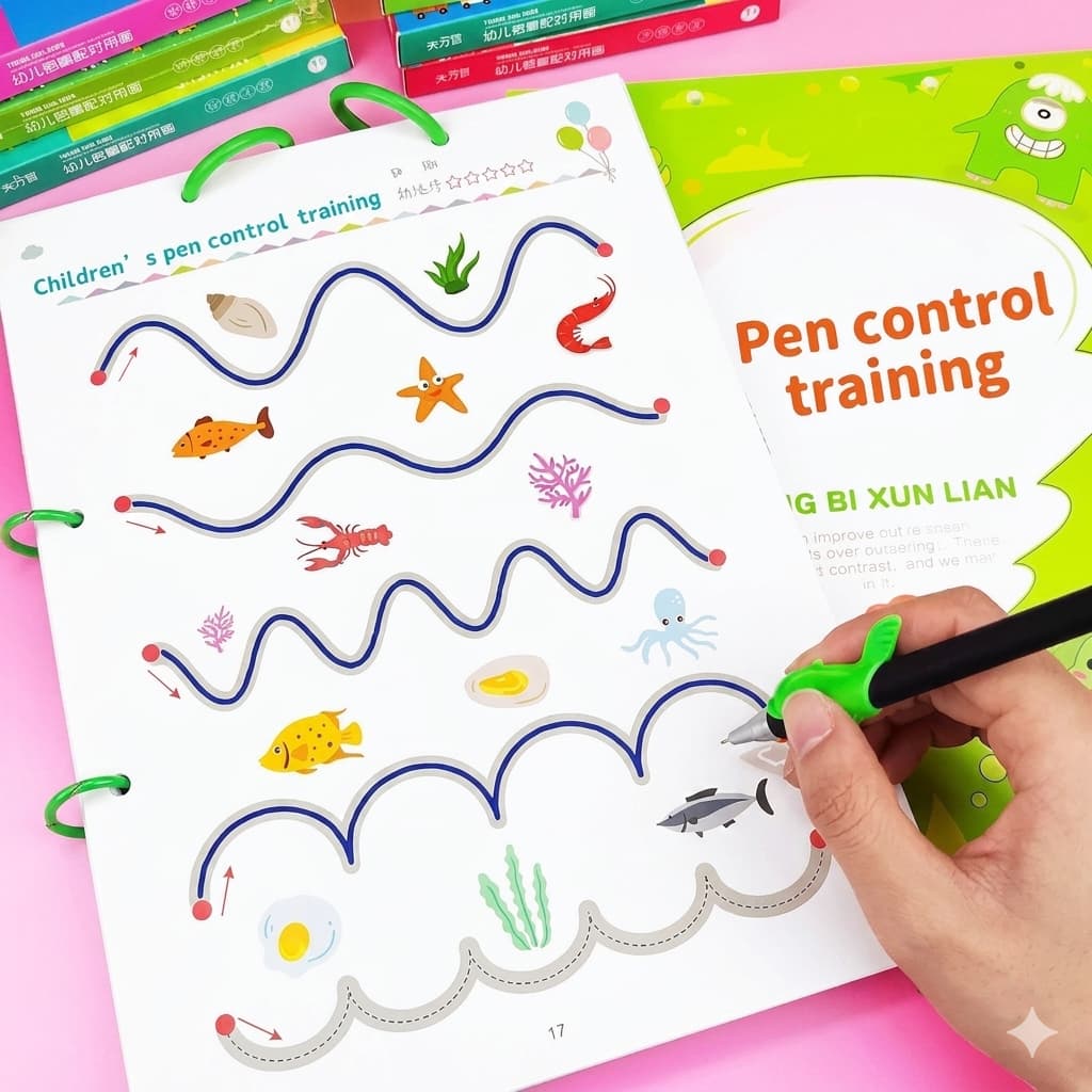 Flamino 68 Pages Reusable Tracing Line book to improve HAND WRITING For kids + (FREE Learning 14000+ pages PDF worksheet for kids)
