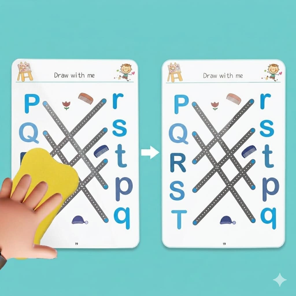 Flamino 68 Pages Reusable Tracing Line book to improve HAND WRITING For kids + (FREE Learning 14000+ pages PDF worksheet for kids)